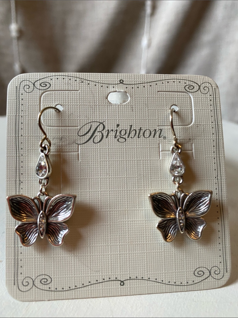 Brighton Everbloom Flutter Silver Butterfly Drop Earrings